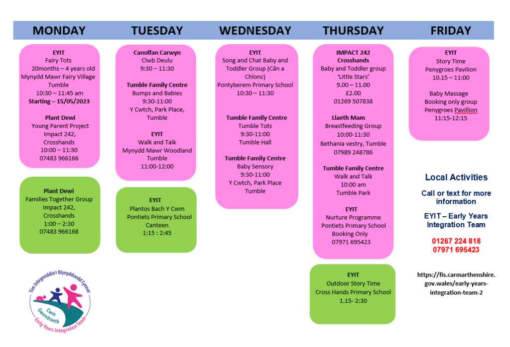 New Timetable 2023 English Carmarthenshire Family Information Service
